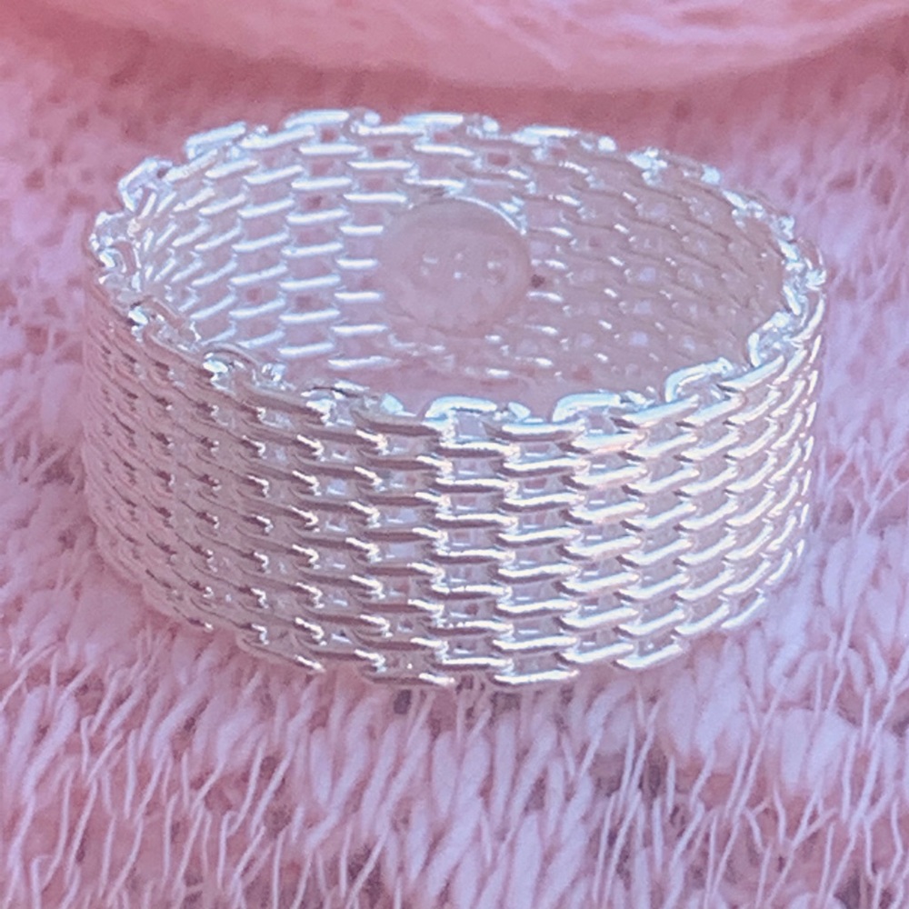 Sterling Silver Wide Band Mesh Ring